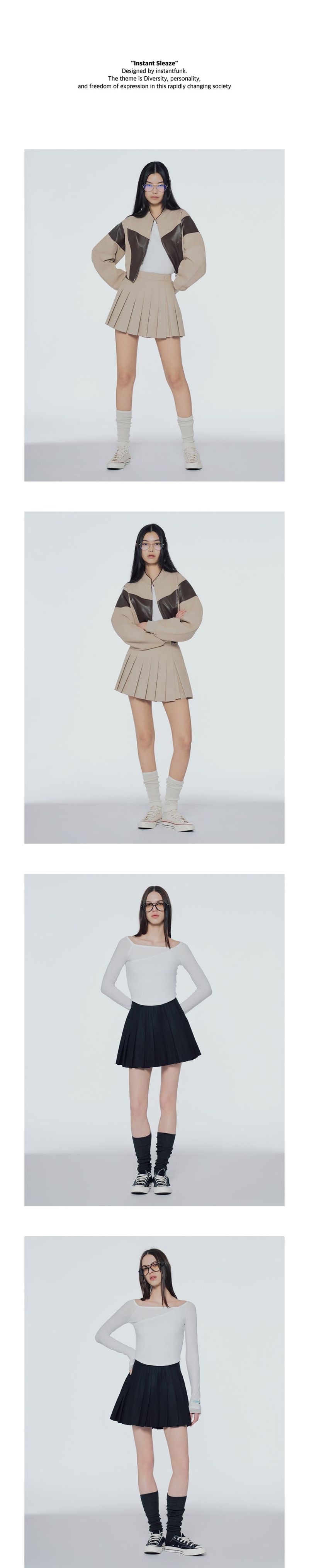 Wrap-front pleated mini skirt