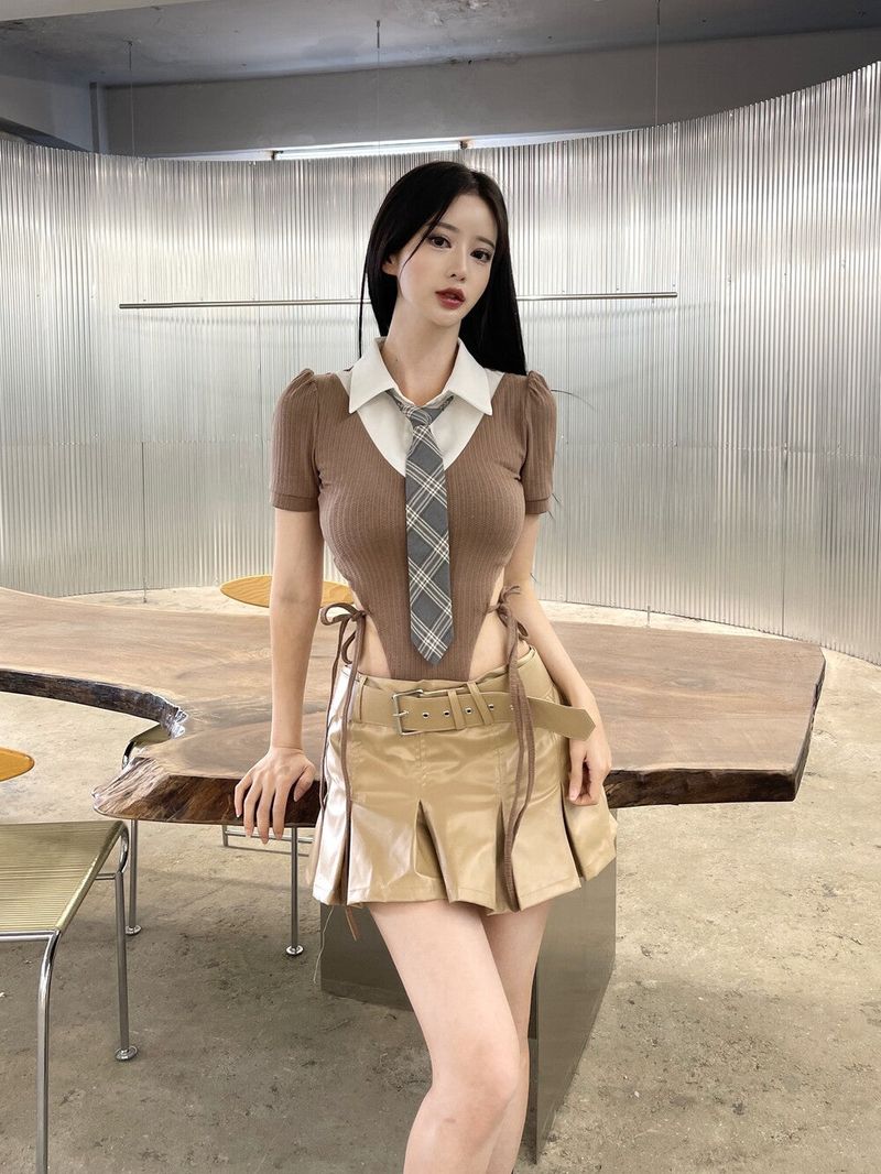 939. Coating mini pleats skirt (2color)