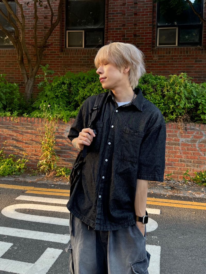 UNAIDUN(アネイダン)の「Diff denim short sleeve shirt 2C(Tops)」