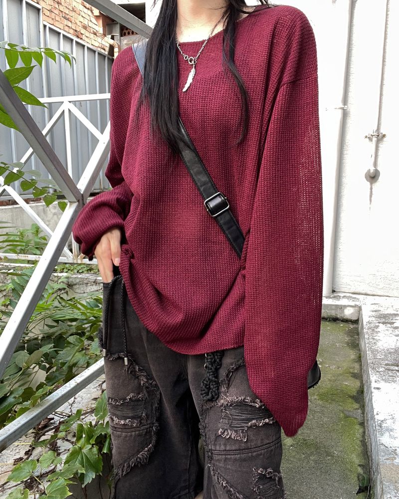 heenytsuki(ヒニツキ)の「Ato Boat Neck Loose Knitwear(Tops)」