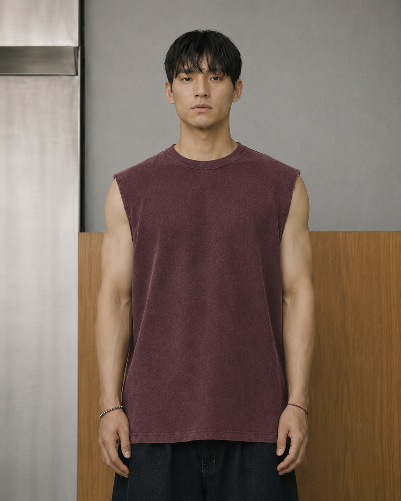 FADE MEET（フェードミート）の「Washed Vintage Wide-Shoulder Tank（Tops）」