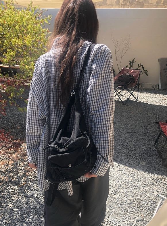 Aseun Wrinkle Loose Check Shirt