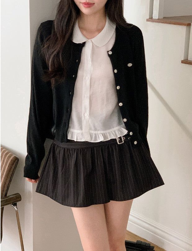 Cashmere Motif Basic Round Knit Cardigan (10color)