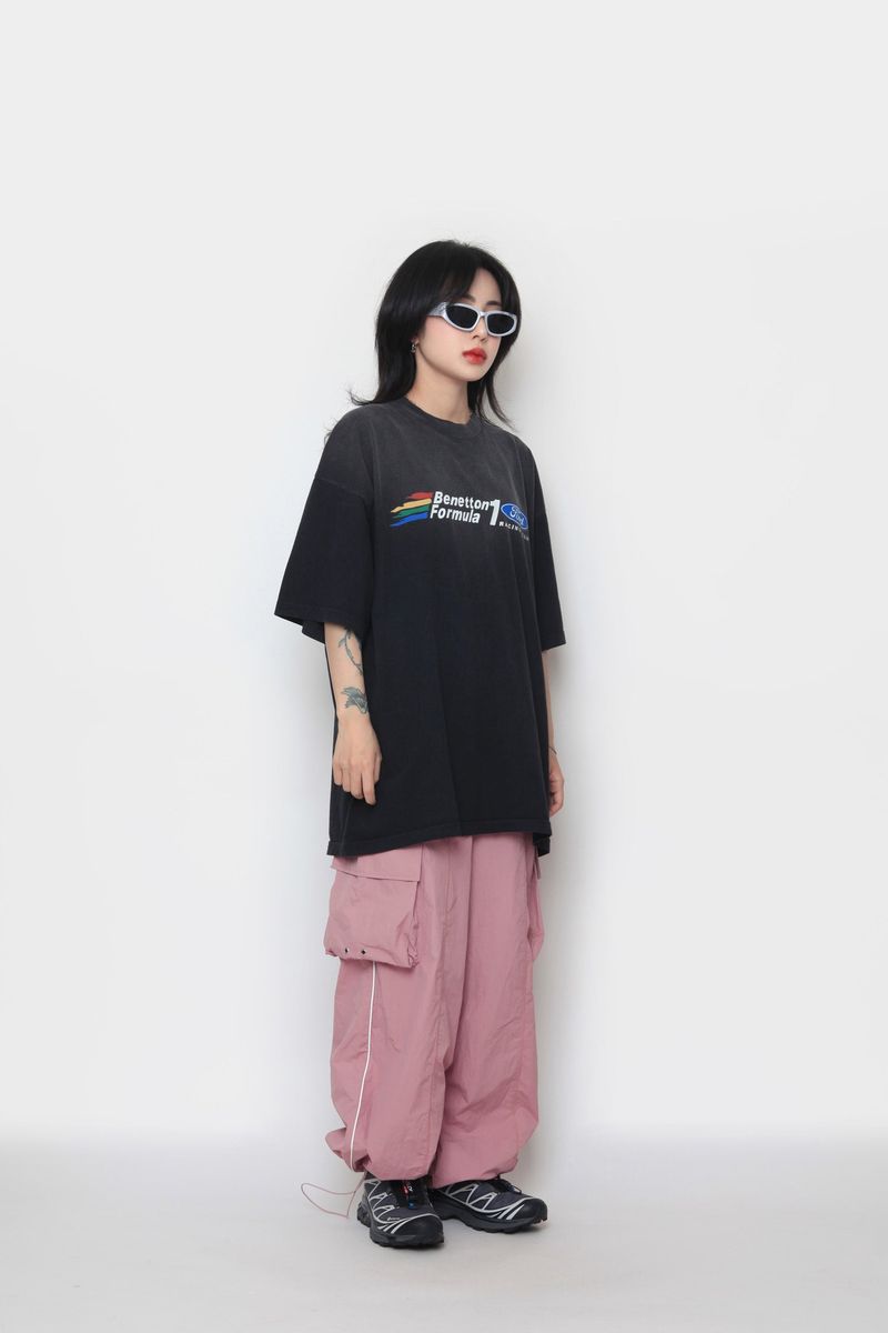 Piping nylon cargo pants