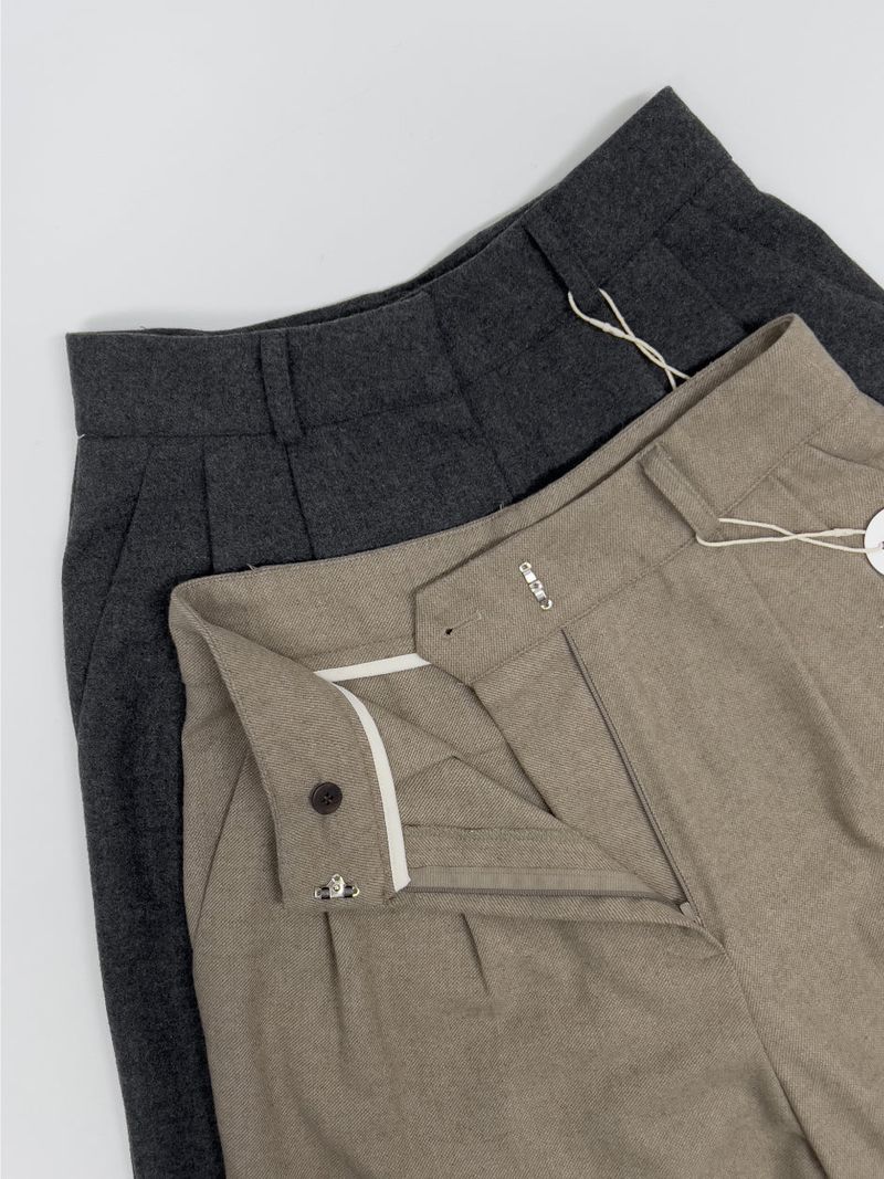[wool30%/FW] Twill Wool High-Waist Slacks