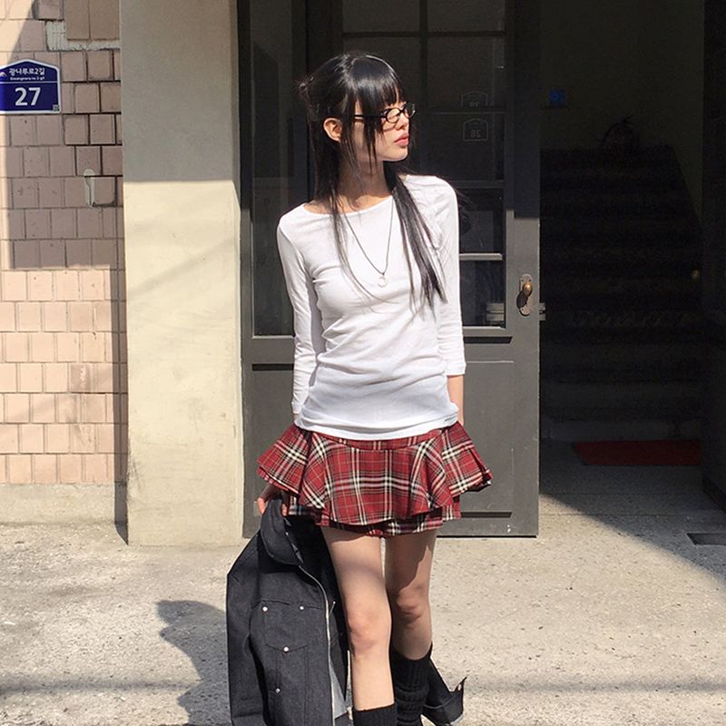 WONDER WONDER(ワンダーワンダー)の「Clan preppy look geek-chic check flare skirt pants(Skirts)」