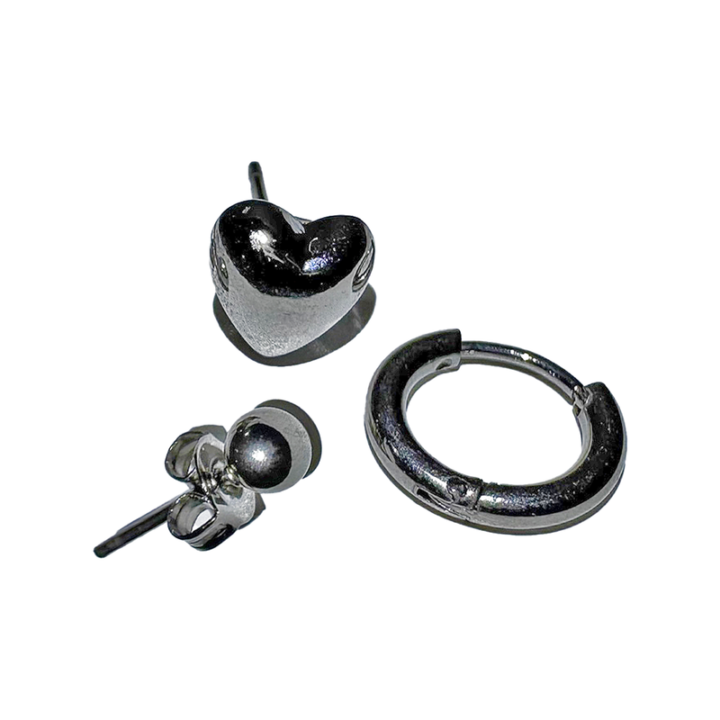 3amgang（スリーエイエムギャング）の「シンプルハートピアスセット(3pcs set)（アクセサリー）」