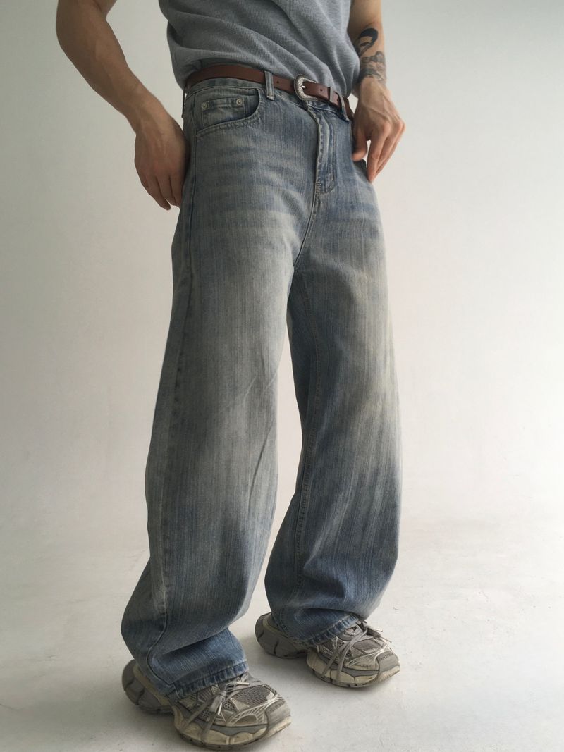 stripe curved denim(2colors)