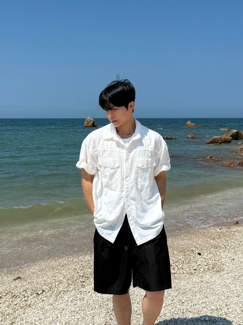 Nylon roll-up western shirt