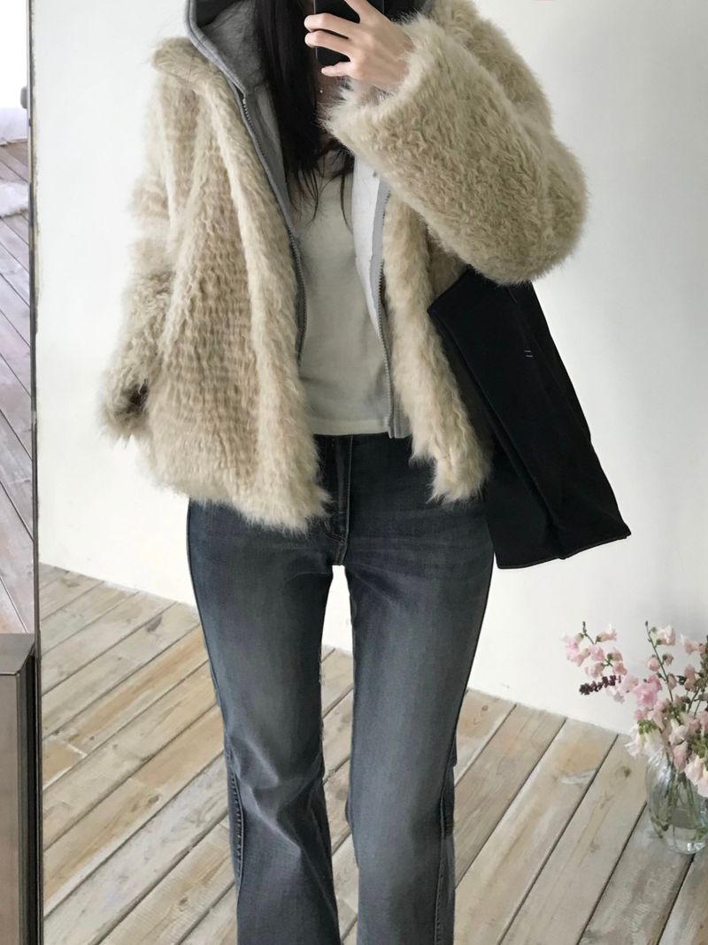 Perry High-Neck Fur Jacket (one color)