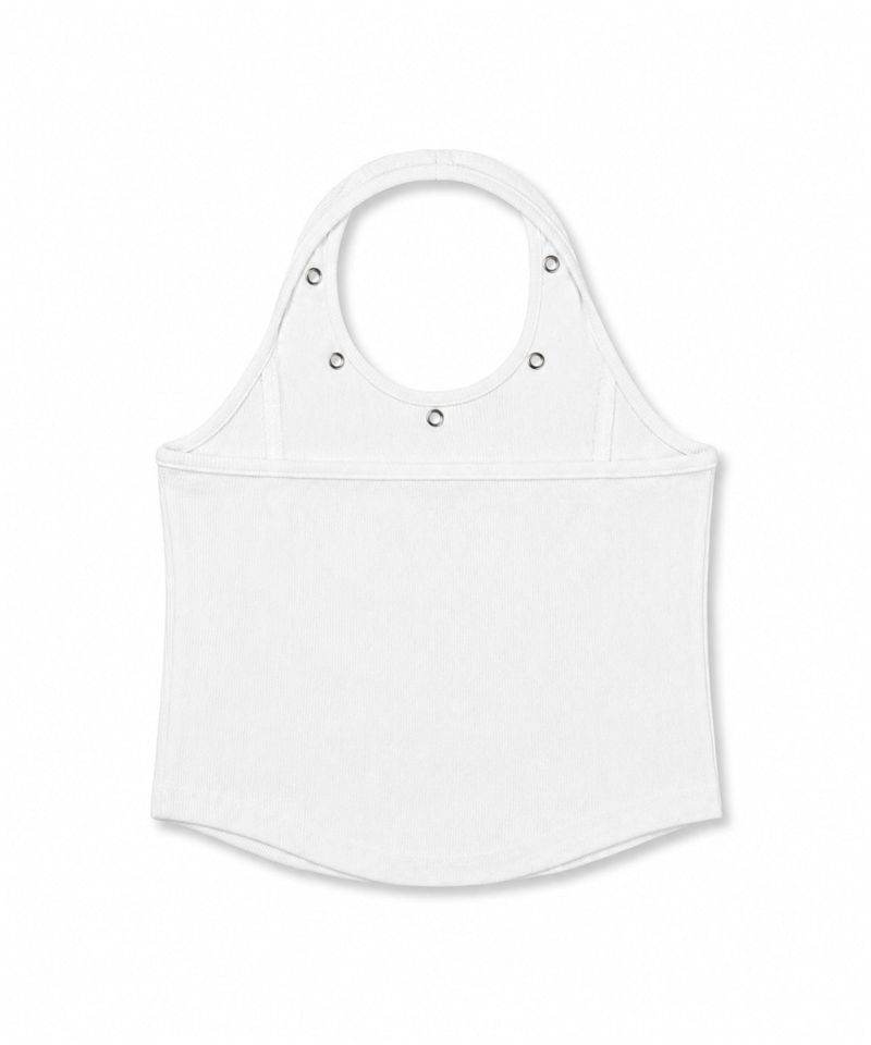 Eyelet Halterneck Sleeveless - White