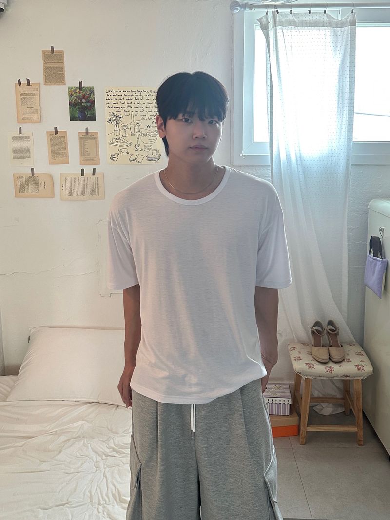베이직 실켓 유넥 반팔티