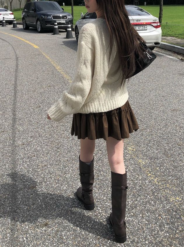 Empty Suede Frill Banding Mini Skirt