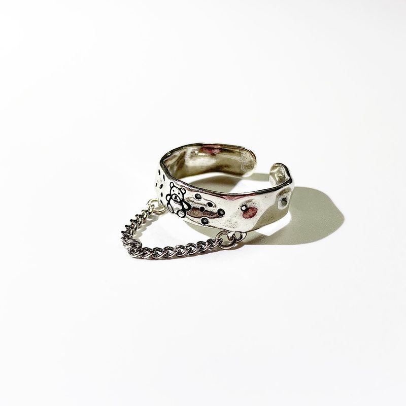 Silver Bear chain ring