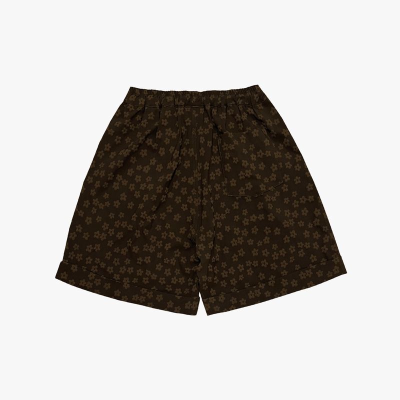 flower turn-up shorts_brown