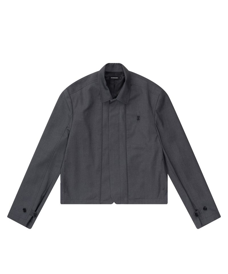 Hem Button Crop Jacket (Gray)