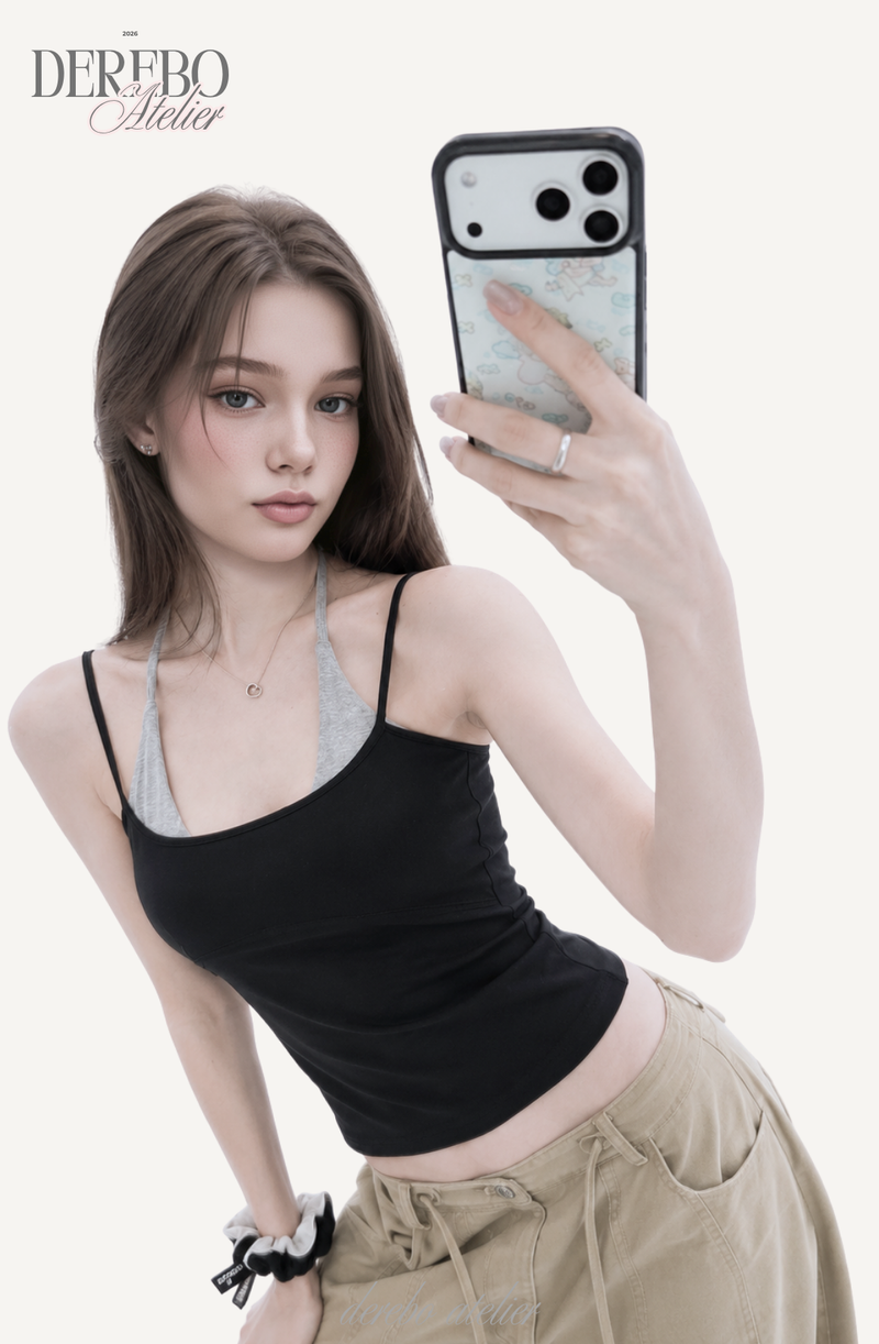 double halter pad sleeveless top