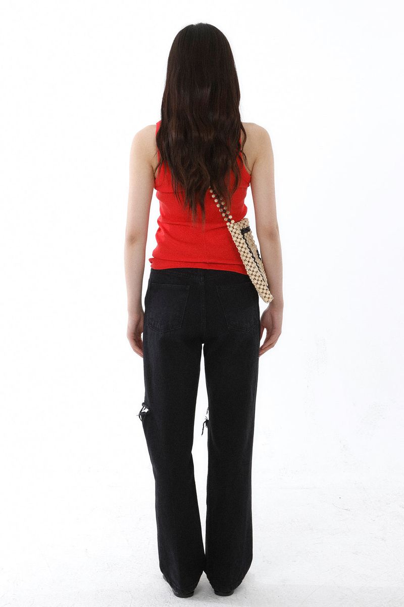 DEEP NECK SLEEVELESS TOP_ALL RED