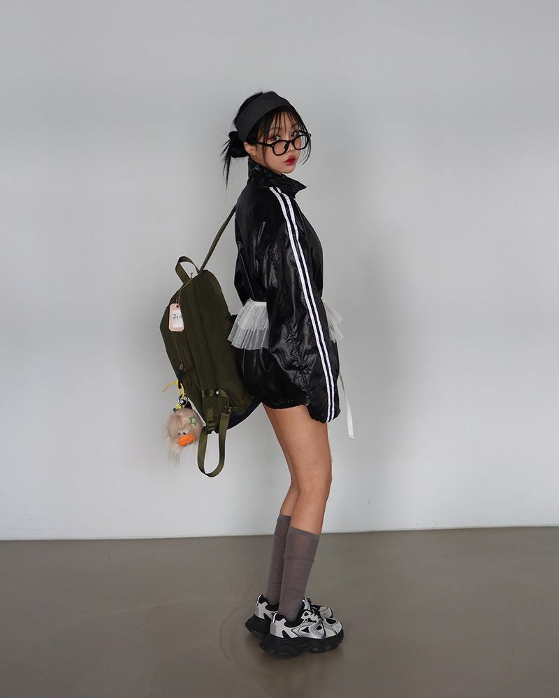 [UNISEX] Track Glossy Windbreaker Jersey Jacket