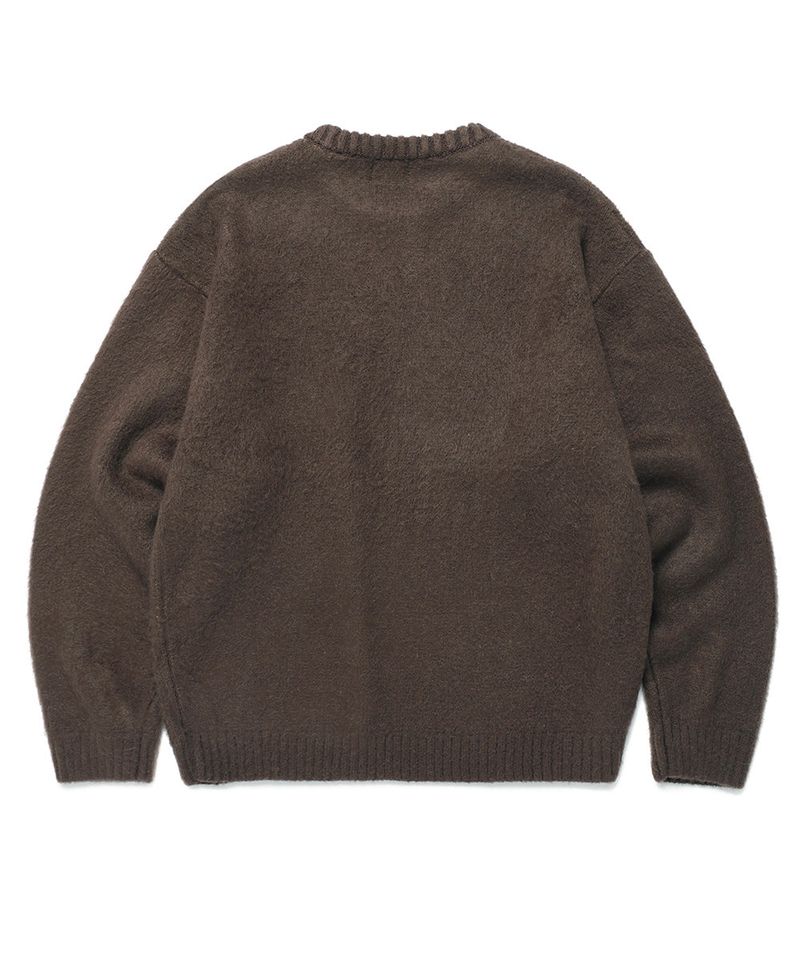 BRUSHED SELLER LOGO KNIT CREWNECK BROWN(CV2DFUK600A)