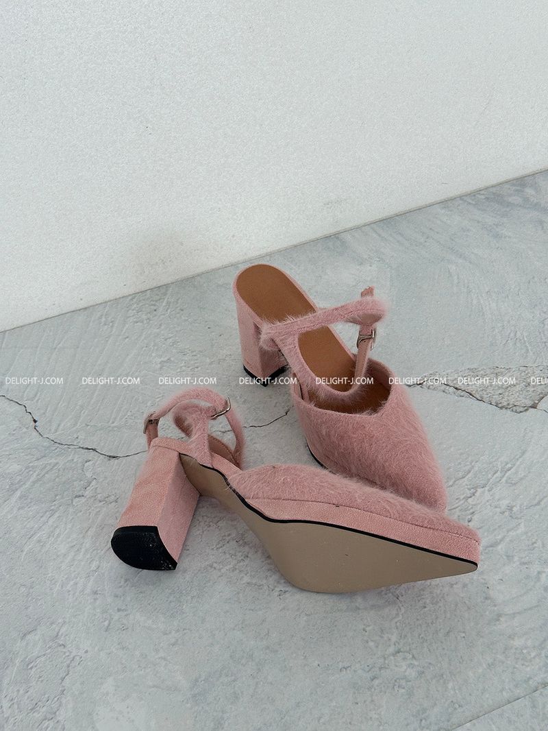 Angora strap high heels