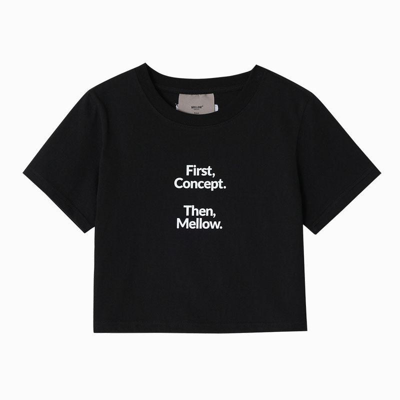 mellowconcept（メロウコンセプト）の「MCT W01 Black concept Crop T-shirts（Tops）」