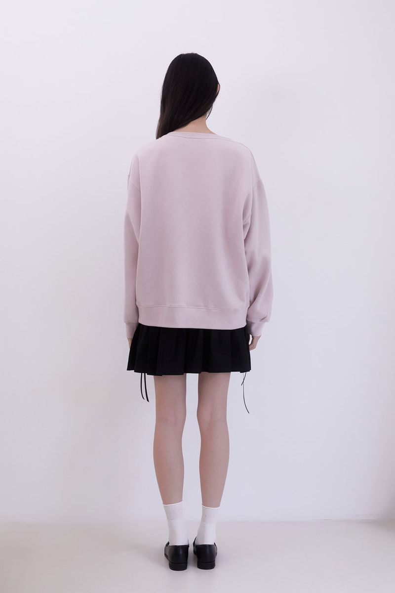Lettering Deep V-Neck Sweatshirt (PINK)