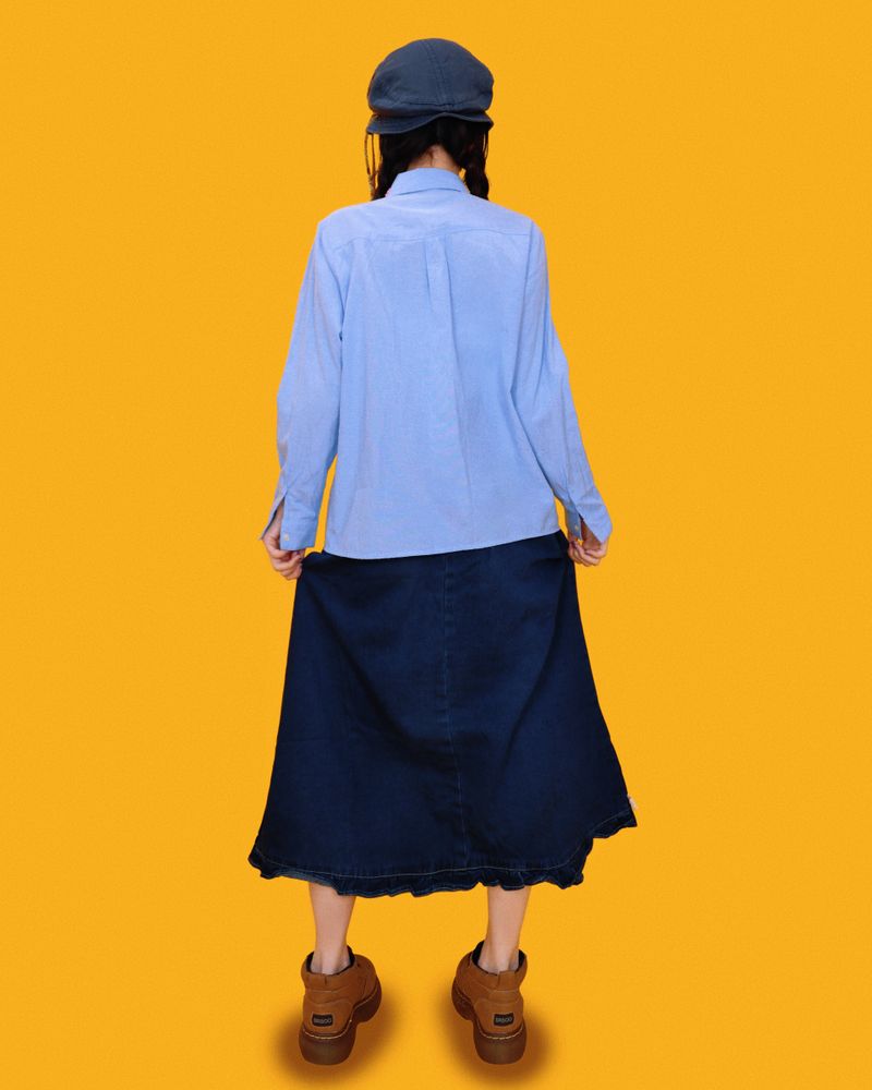 mushroom denim long skirt (2color)