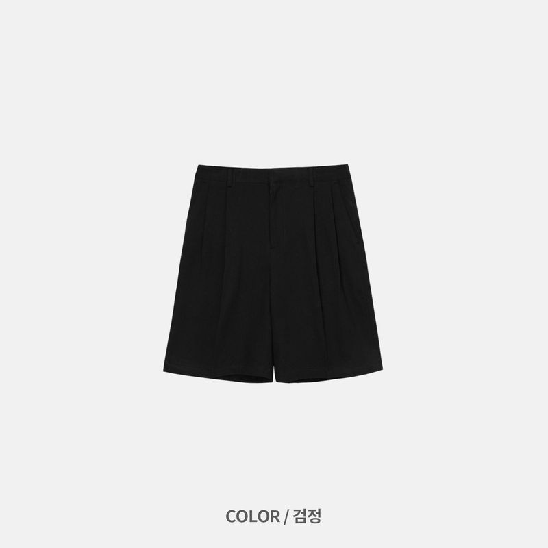 PORT COTTON TWO TUCK HALF PANTS(5COLOR)