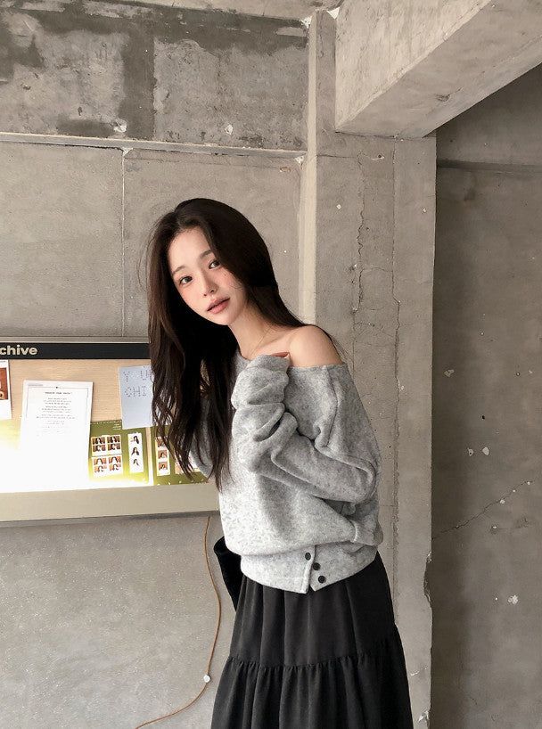 2WAY Button Slit One Shoulder Knit (3color)