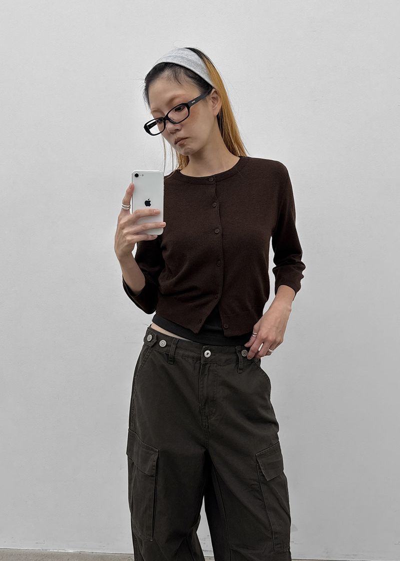 BLACKUP（ブラックアップ）の「[MADE] Budri Round 3/4 Sleeve Knit Cardigan（Tops）」