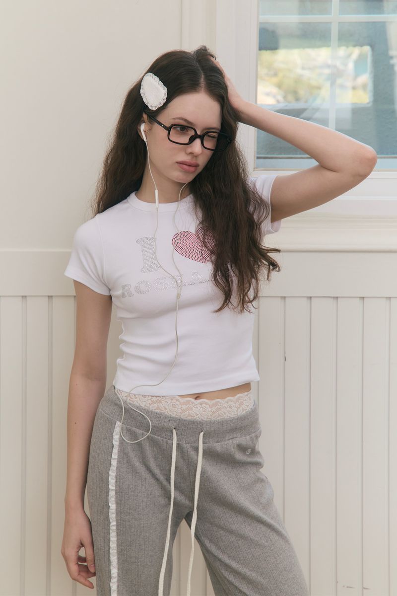 Sweet Dreams Lace Flare Pants (Gray)