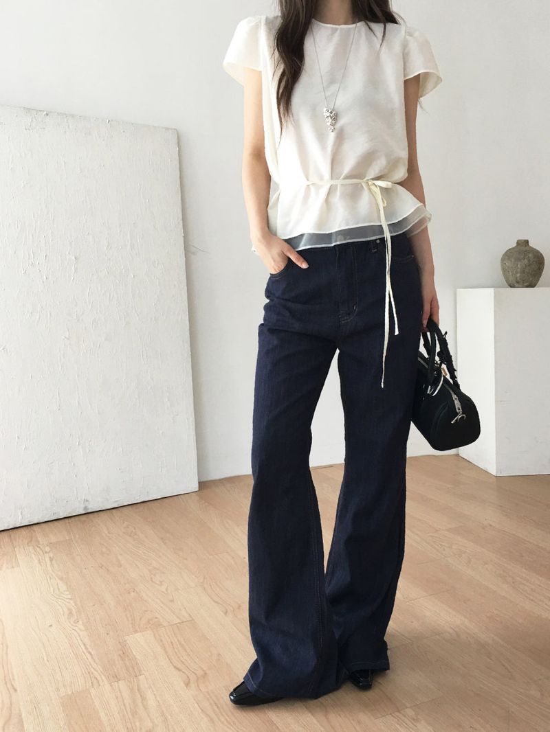 nobiyaka(ノビヤカ)の「Stay blue bootcut denim(Pants)」
