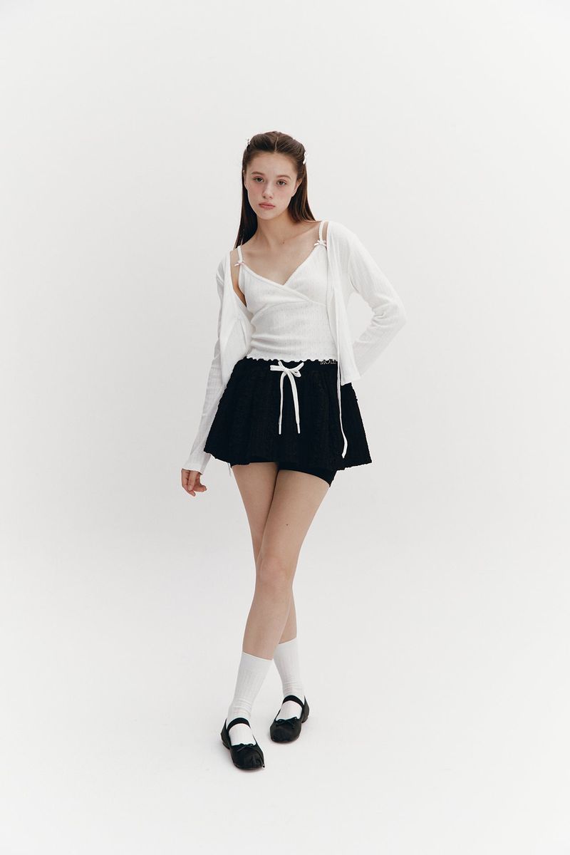 Ribbon Punching Cardigan Ivory