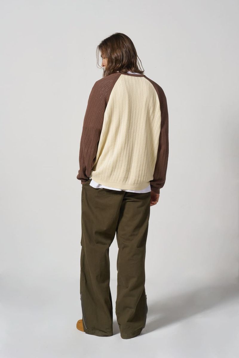 WAVE LOGO CHAIN KNIT = BROWN