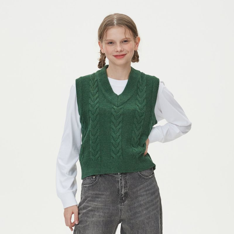 CABLE KNIT VEST_GREEN