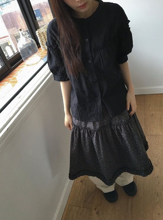 Dodo Lace Puff Short Sleeve Blouse