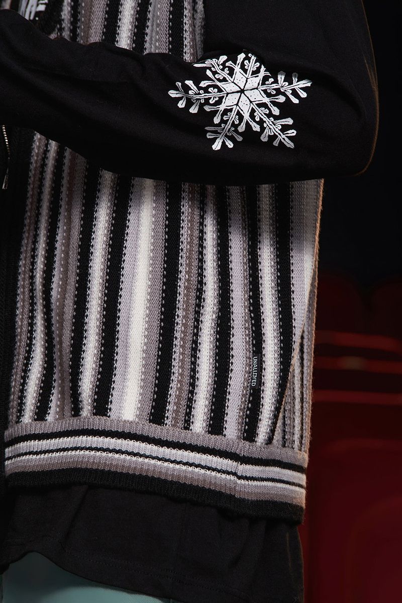 STRIPE ZIP KNIT VEST / BLACK