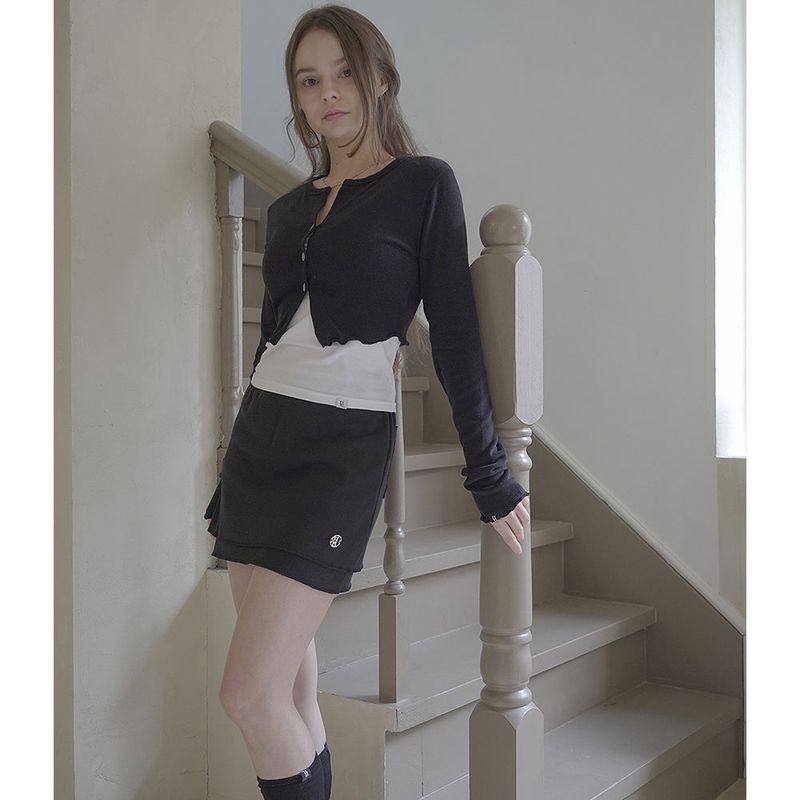 OVERLOCK MINI SKIRT-BLACK
