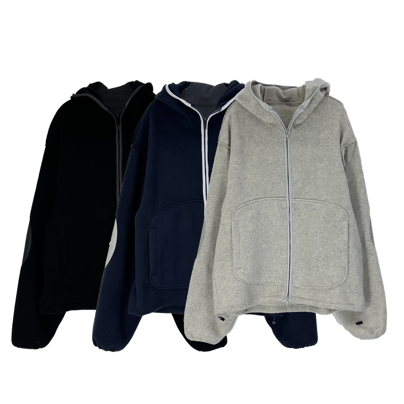 reverse elbow fleece zip-up