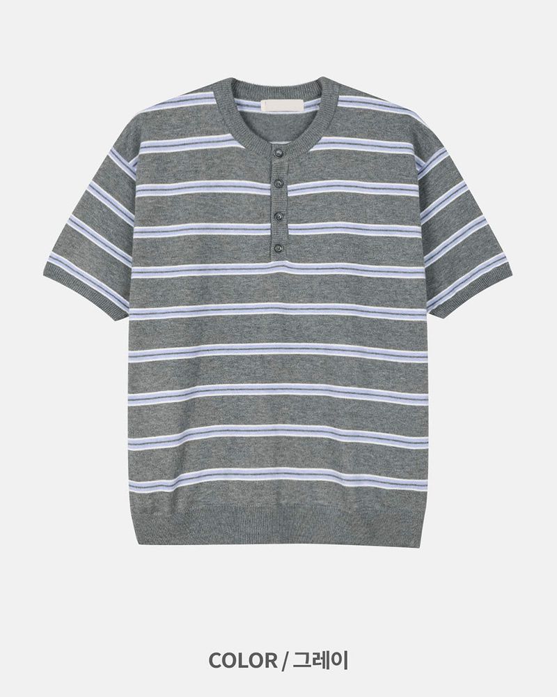 Diron Striped Henley Knit