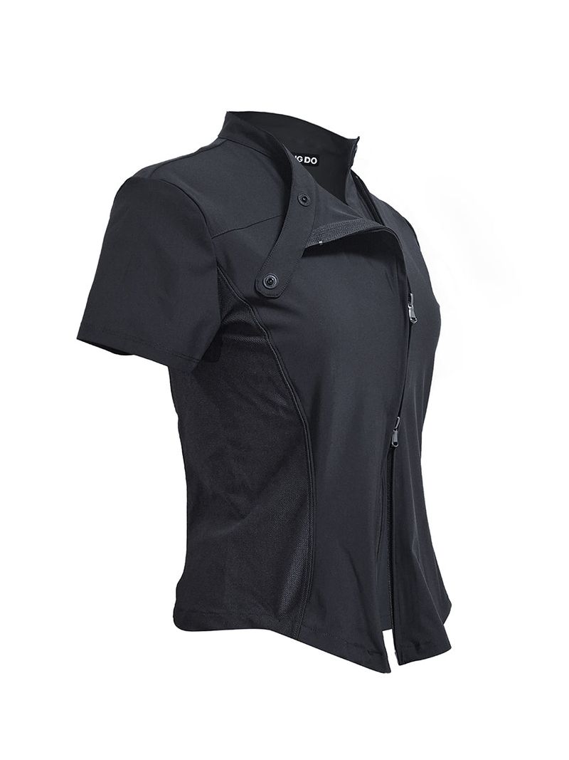  CURVED ZIP-UP SHIRT . COOL BLACK