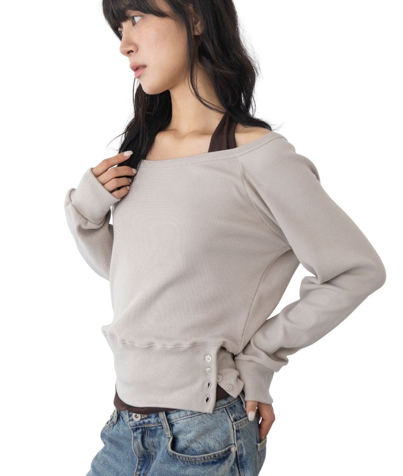 (Set) Wapi Layered Waffle Sweatshirt
