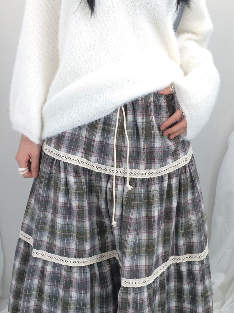 Hazel latte checkered skirt