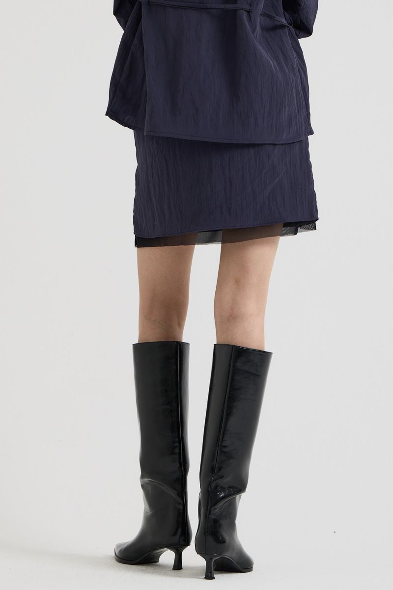Sheer Layered Mini Skirt, Charcoal