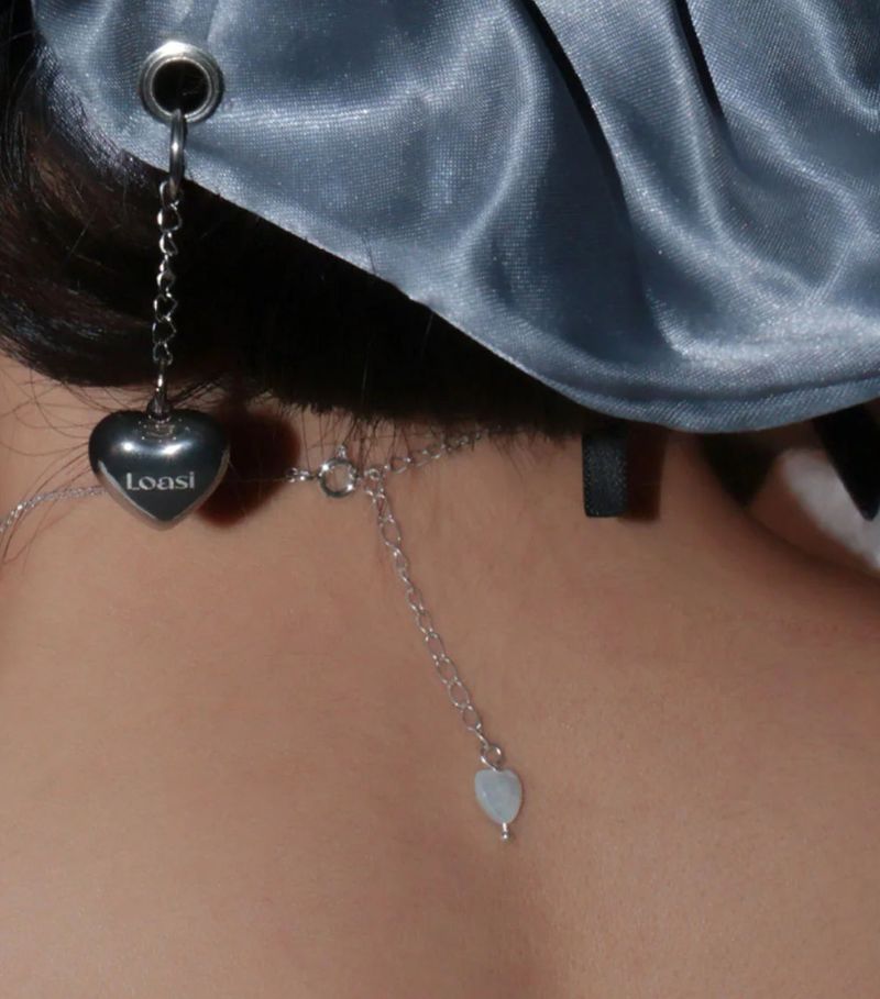 [MADE] melted heart frame necklace 02. pearl tail ver