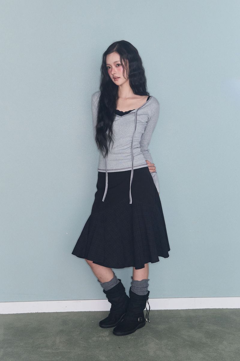 STITCH RIBBON T GREY