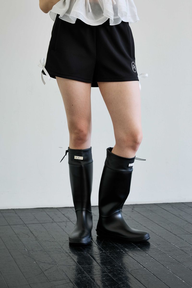 RIBBON JERSEY TRACK MICRO SHORTS / BLACK
