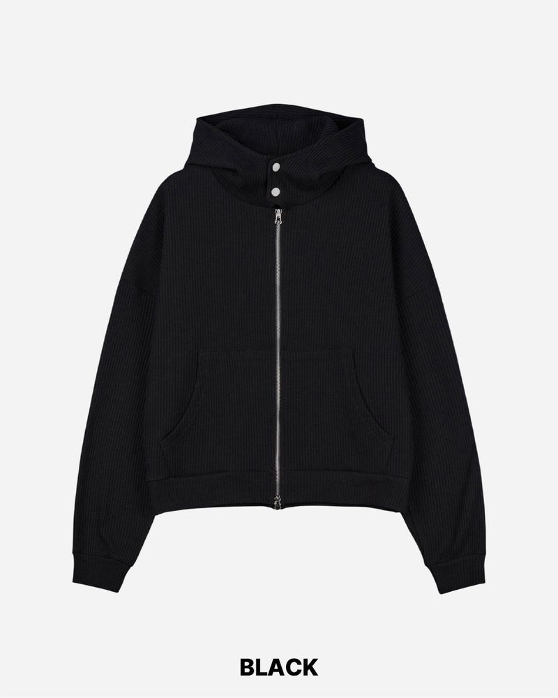 Compack Waffle High Neck Hood Zip-up