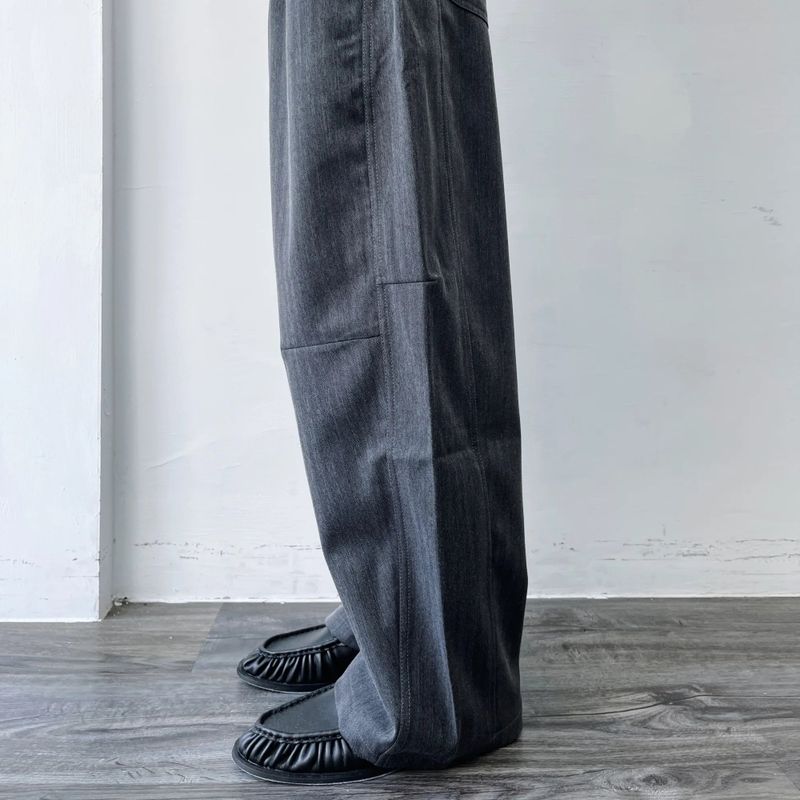 Curved Drawstring Linen Trousers